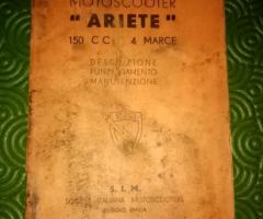 Libretto uso d’epoca motoscooter ARIETE 150 anno 1954